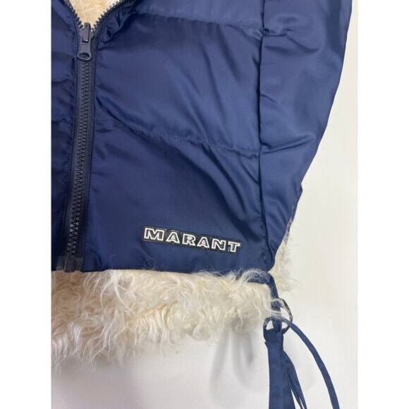 NEW Isabel Marant Hoodiali Puffer Zip Up Stand Collar Cropped Vest Blue One Size - Picture 4 of 7